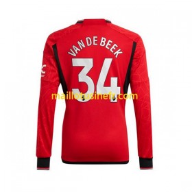 Maillot de Foot Manchester United Donny van de Beek 34 Domicile 2023-24 Manches Longues